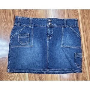 Vtg Y2K Old Navy High‎ Rise Cargo Denim Skirt Size 10 Blue Mini Sporty 2004
